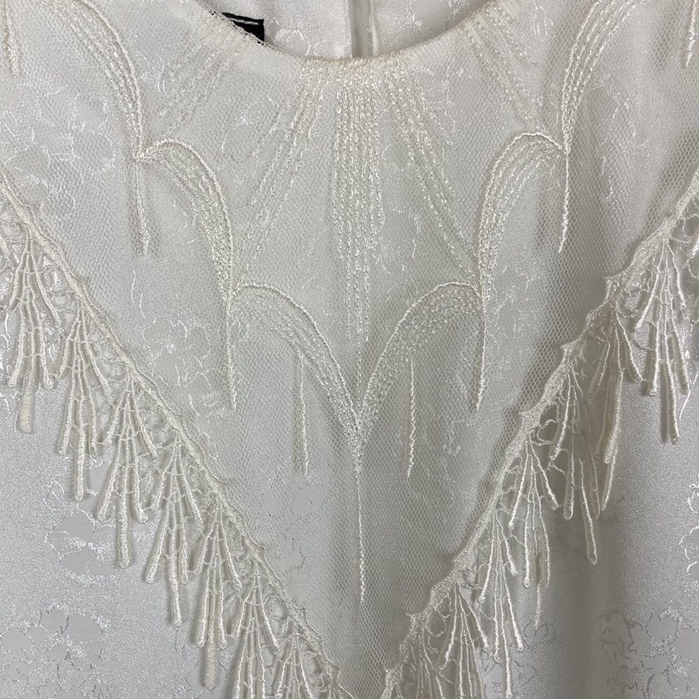 Vintage White Floral Jacquard Satin Garden Party Dress - Picture 4 of 16